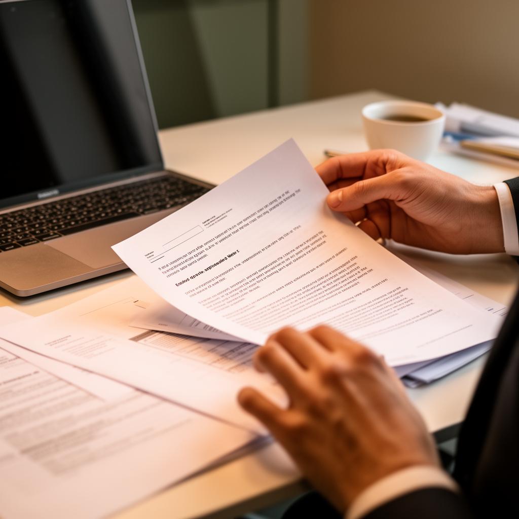 Lawyer reviewing documents