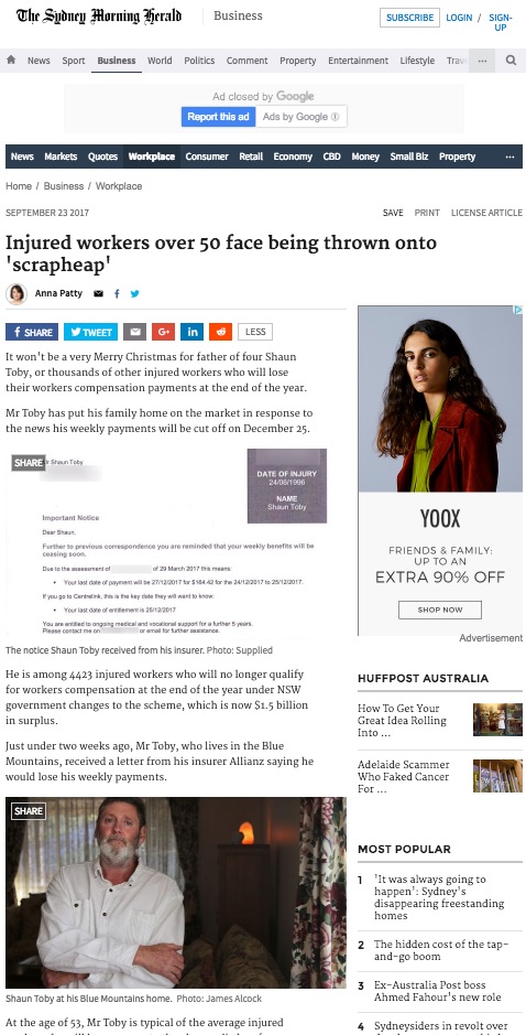 Injured worker compensation lawyer sydney