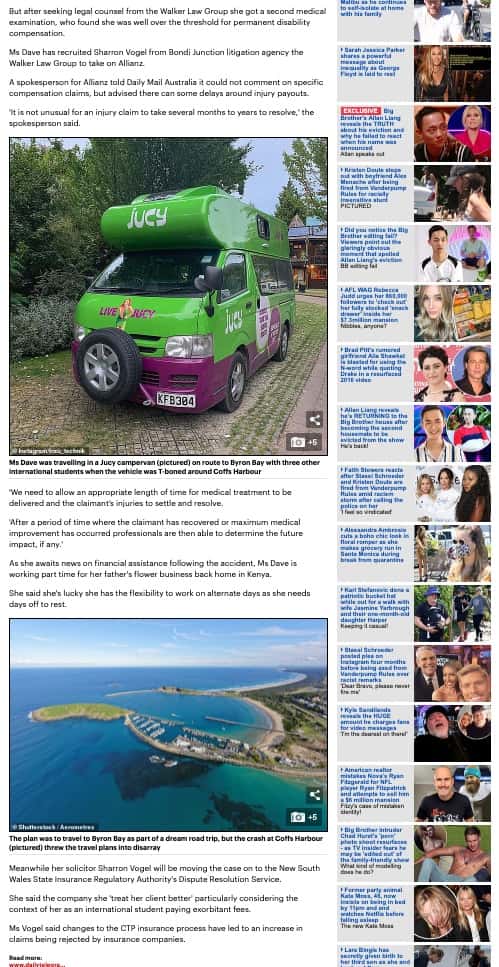 Dailymail UK models campervan accident claim