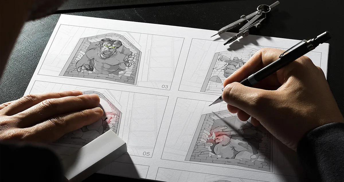 a person is drawing on a piece of paper