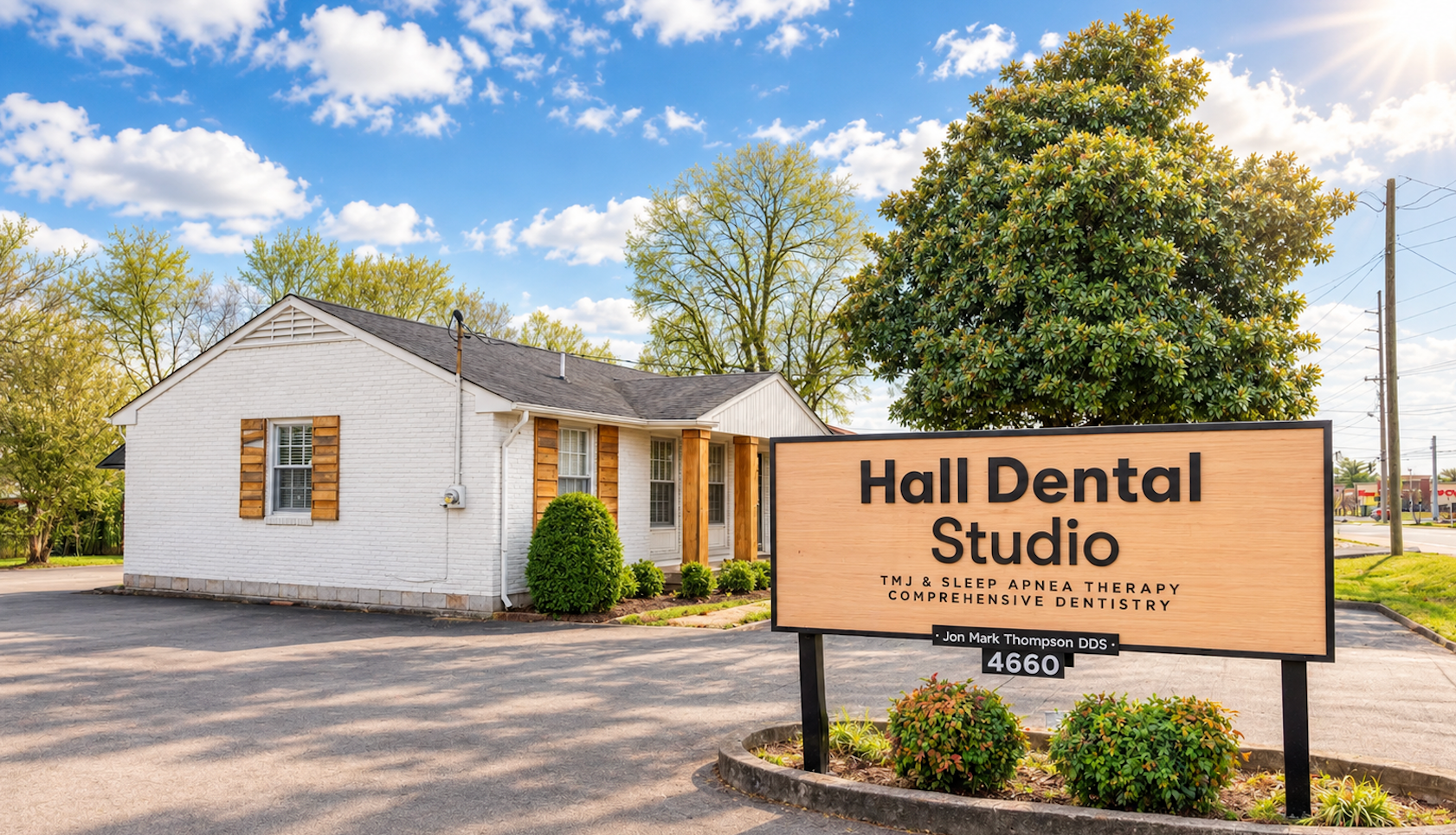An outside view of Hall Dental Studio at Oak Hill providing TMJ Care