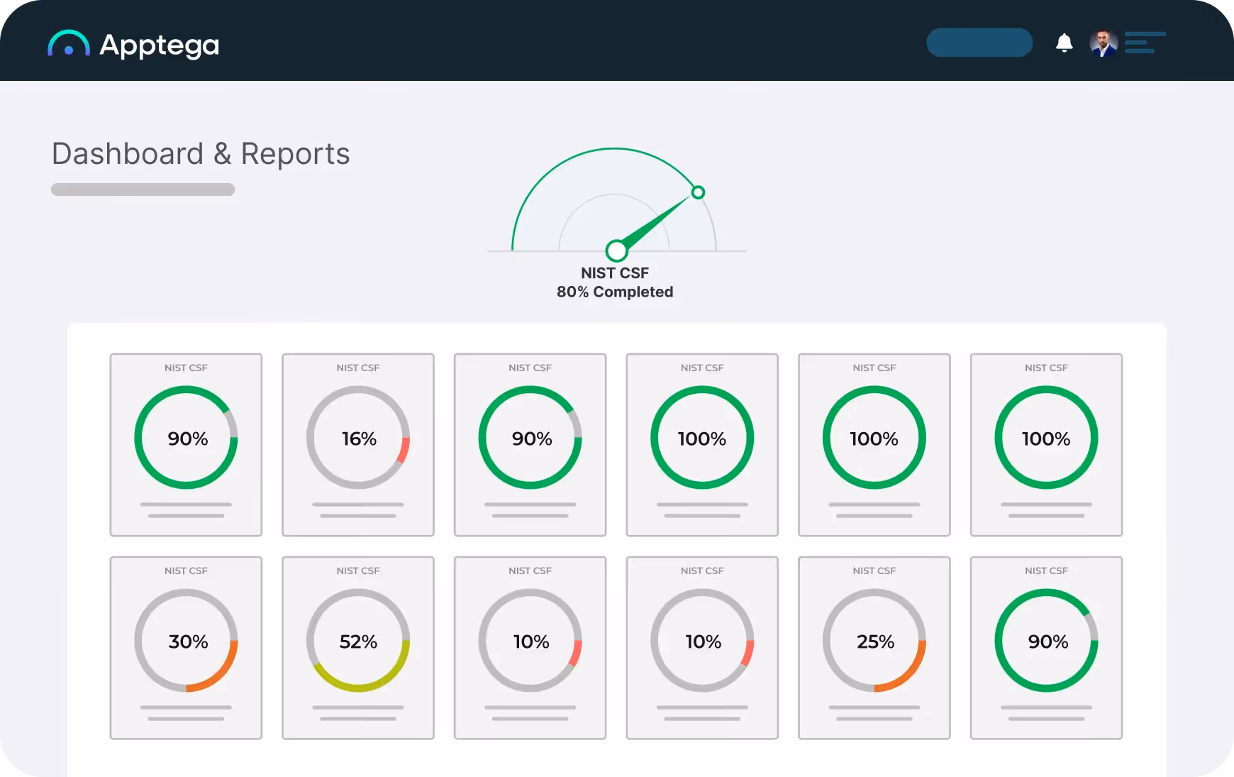 Apptega Dashboard - NIST CSF