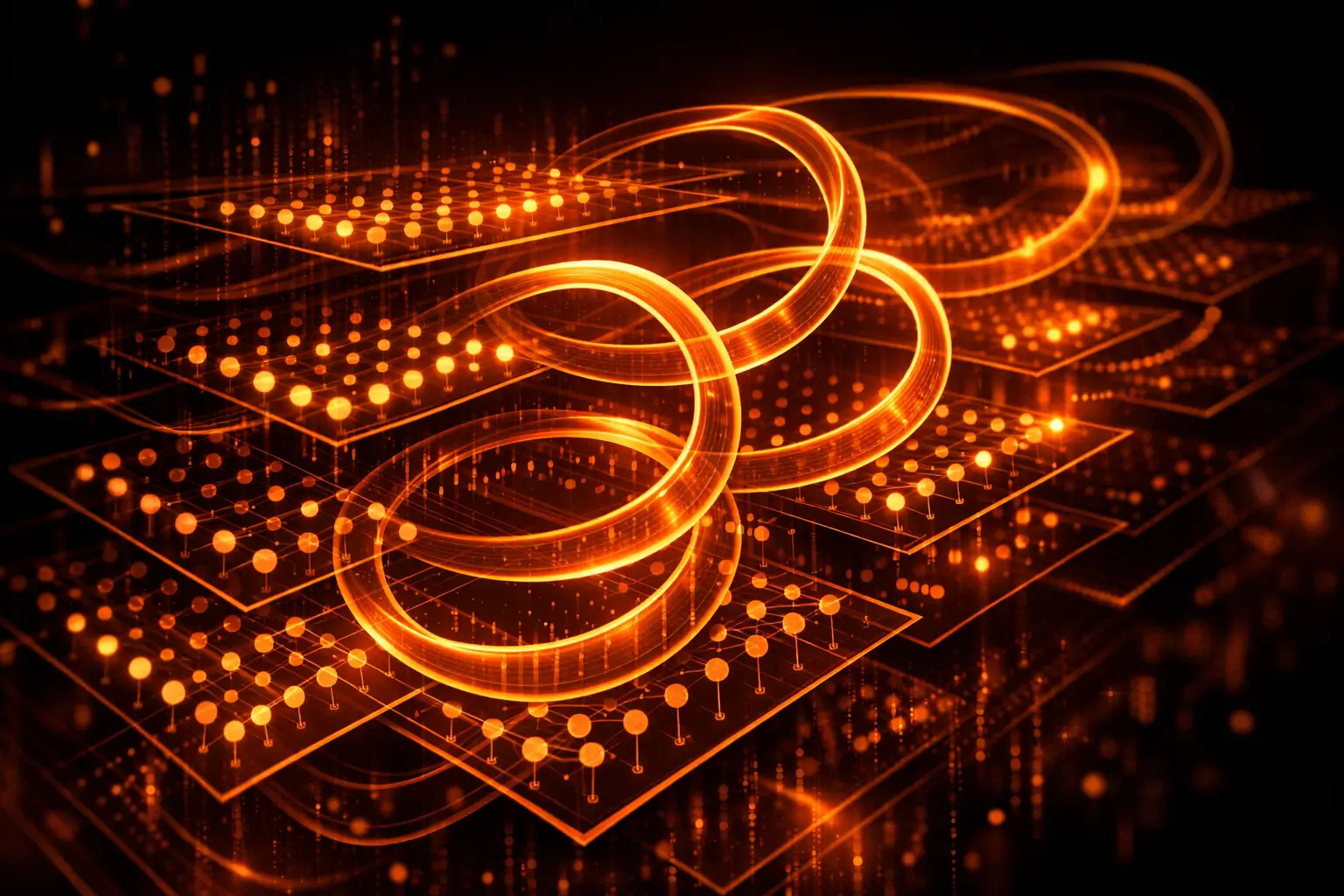 recursive neural network loops and layers abstract visualization