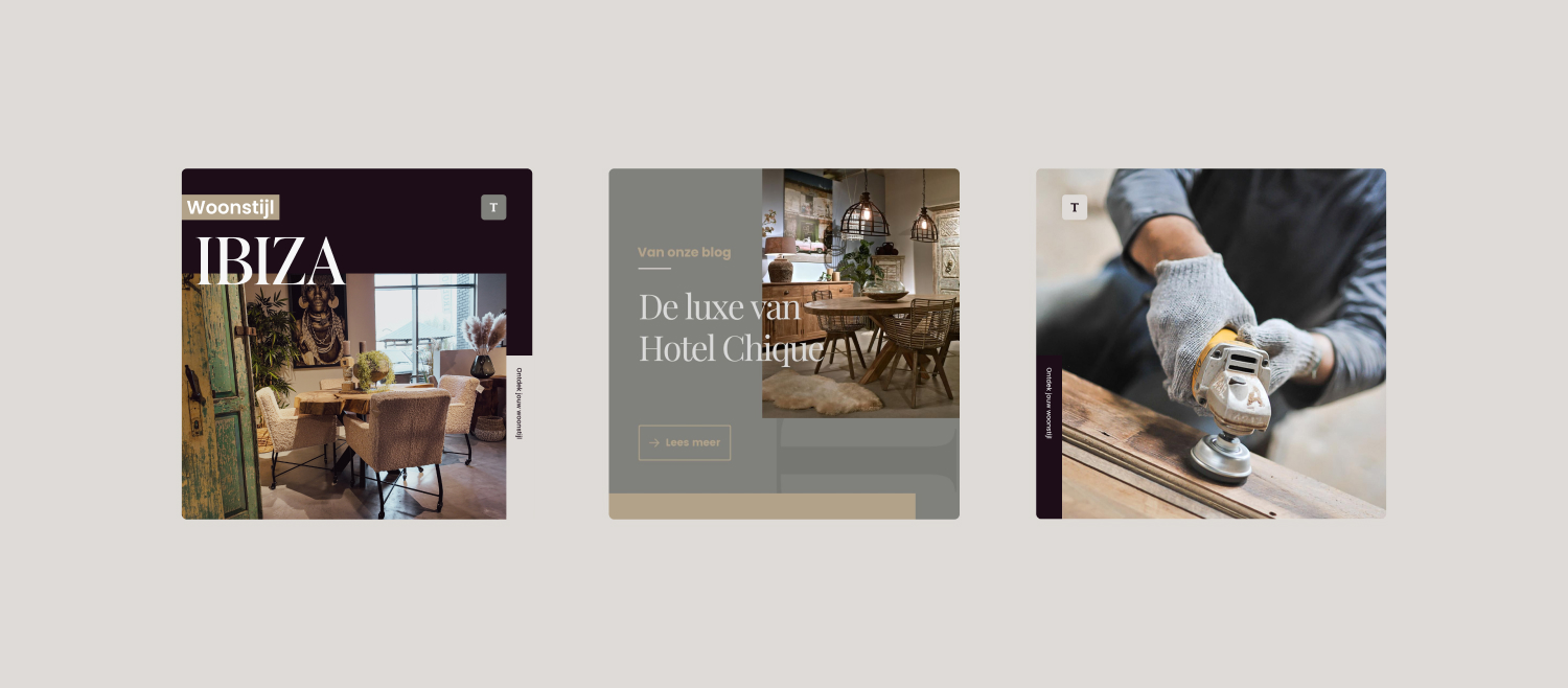 Troedoor, social media posts met meubels en interieur