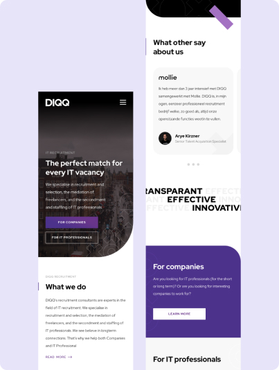 DIQQ, mobiele website van het IT-wervingsbureau