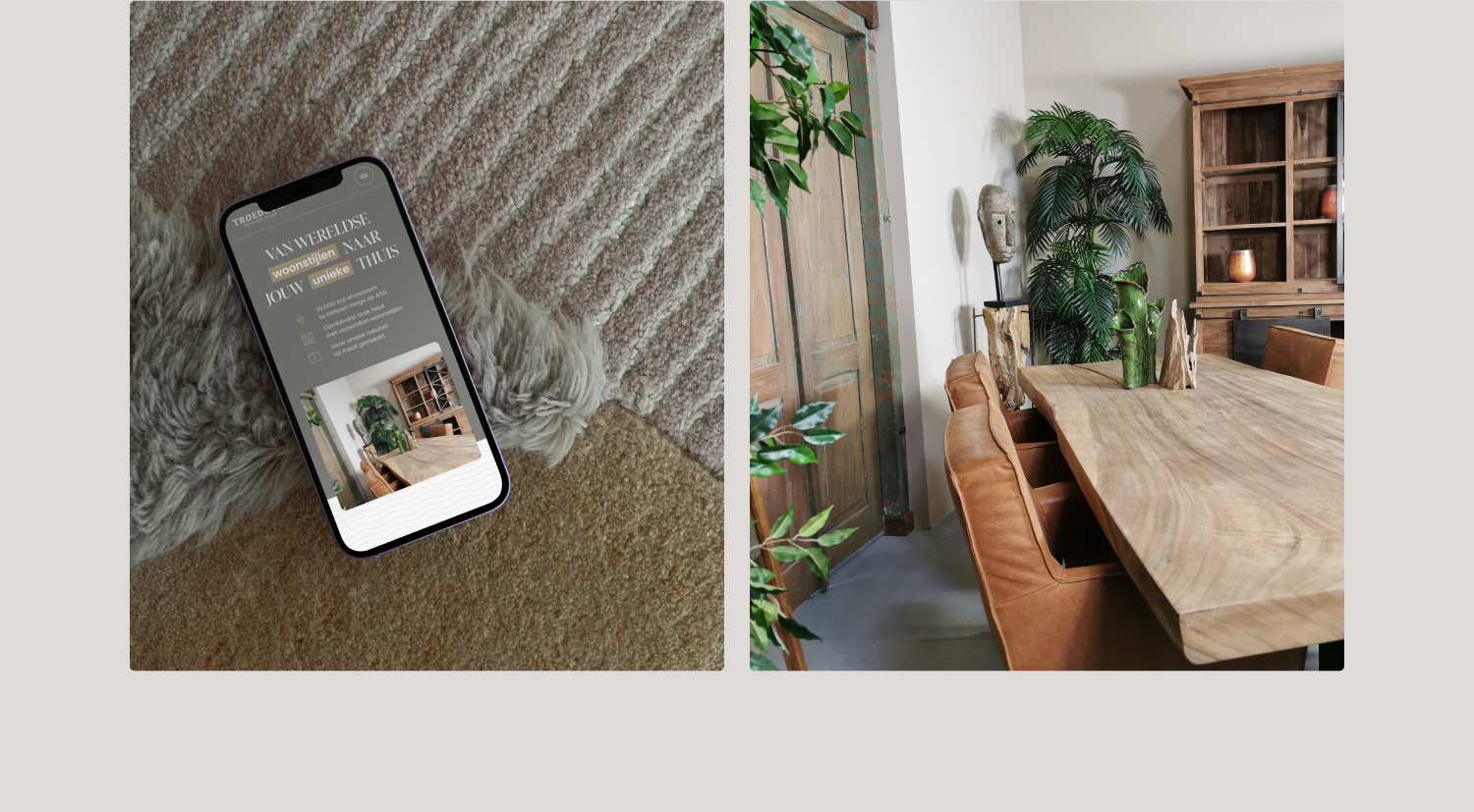 Troedoor, smartphone met de website naast een houten tafel