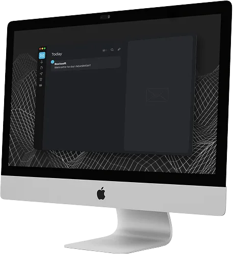 iMac mockup with newsletter