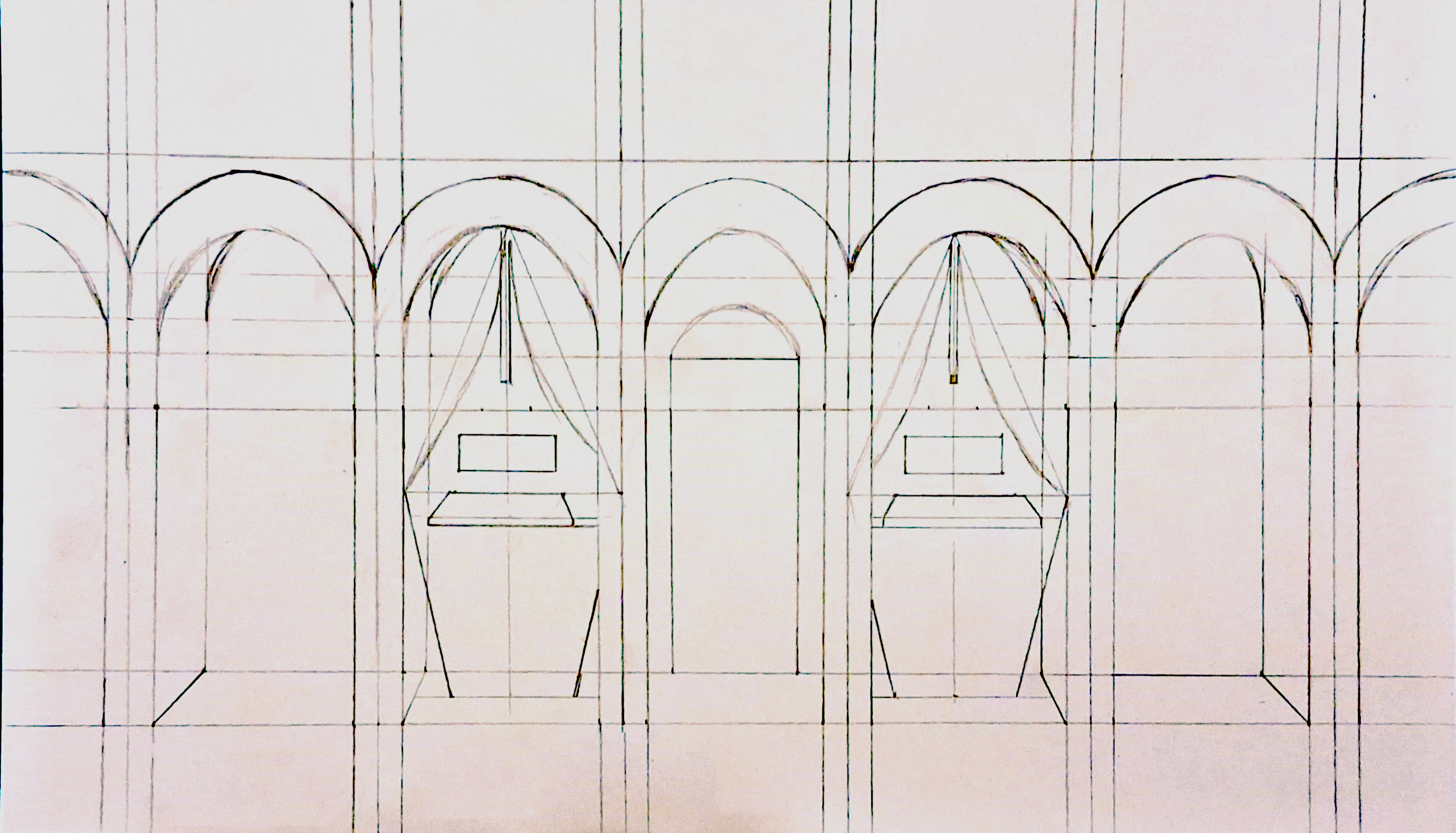 Sketch of kiosks outside museum.