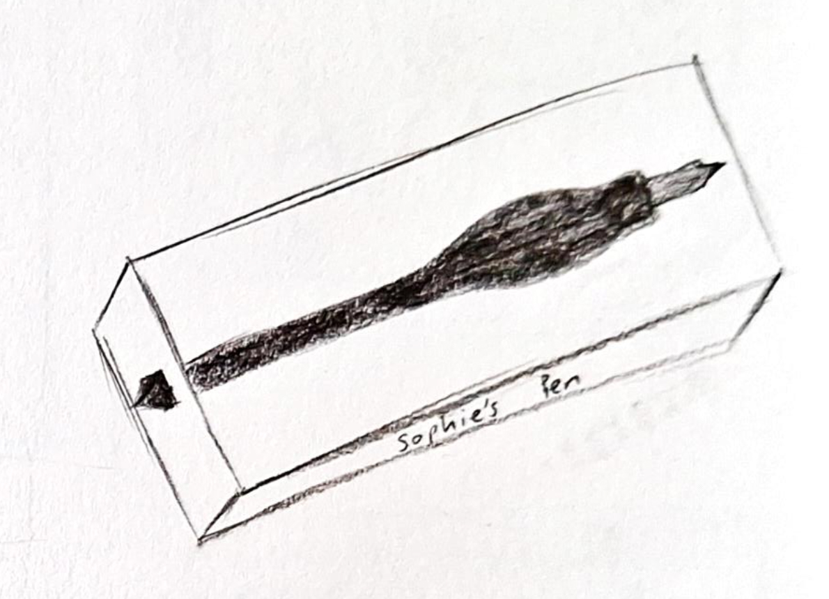 Sketch of pen box.