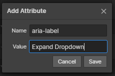 aira-label expand dropdown example in Webflow