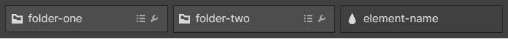 Imbrication des dossiers dans webflow avec l'exemple de la classe folder-one_folder-two_element-name