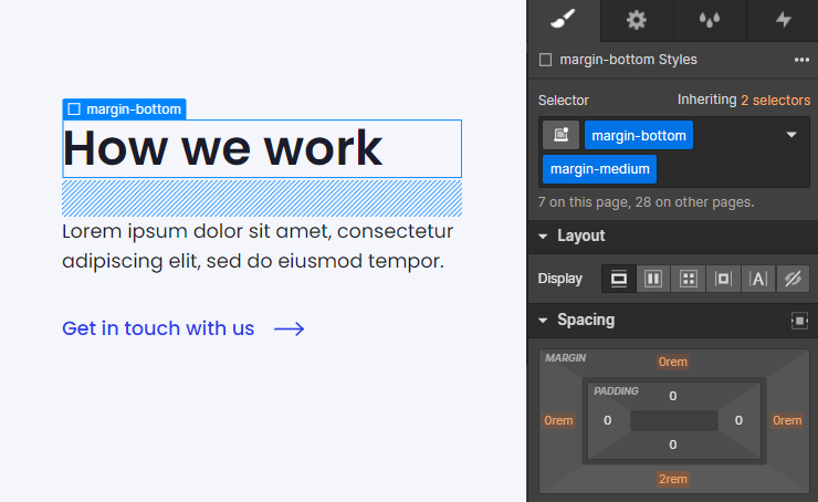 webflow margin bottom