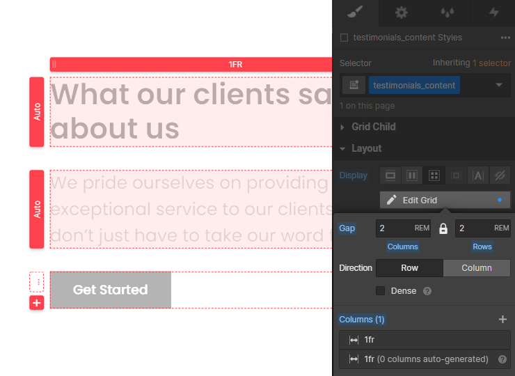 webflow grid 1 column