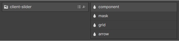 Exemple d'un dossier comprenant un composant : client-slider_component