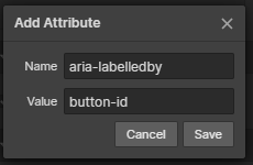 aria-labelledby button-id example in Webflow