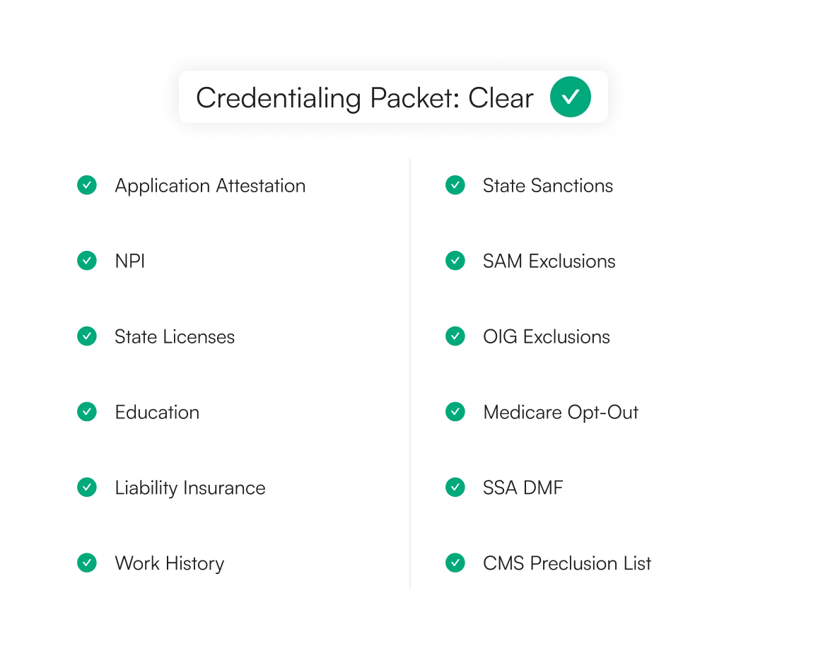 Credentialing packet
