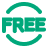 Green circular icon with the word 'FREE' in the center and a leaf incorporated in the design.