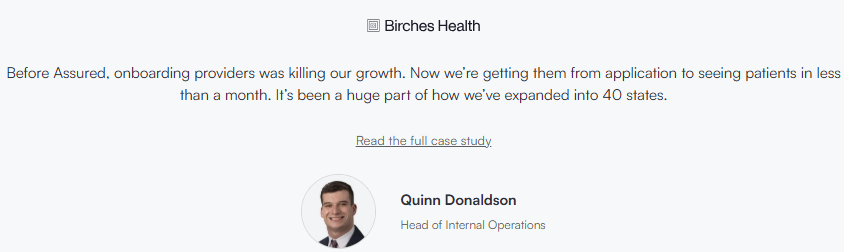 Assured birches health testimony