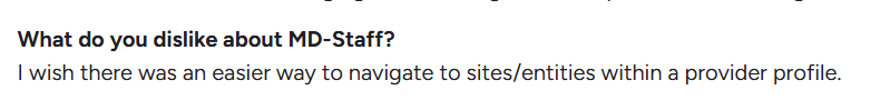 what do you dislike about MD-Staff?