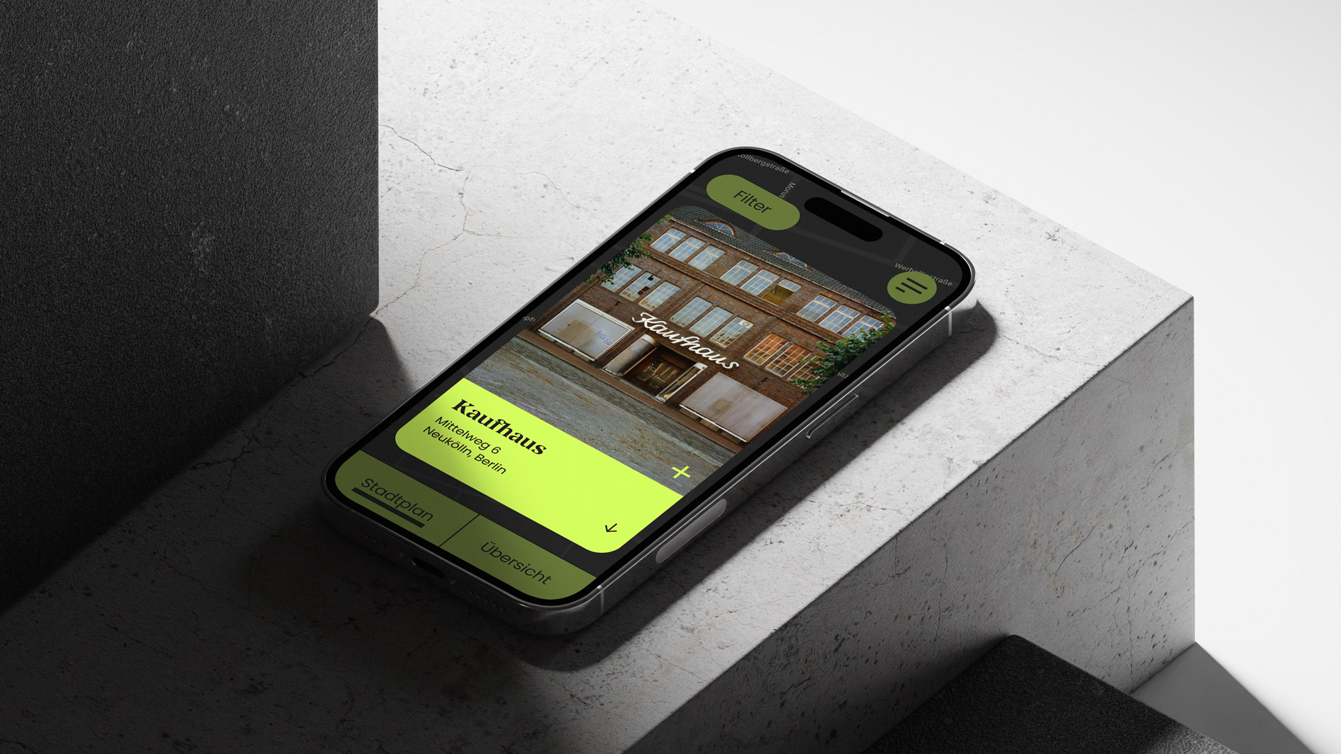 A scene photo from the TypeMate app on a smartphone, showing a pop-up with a photo of a sign and information about the location.