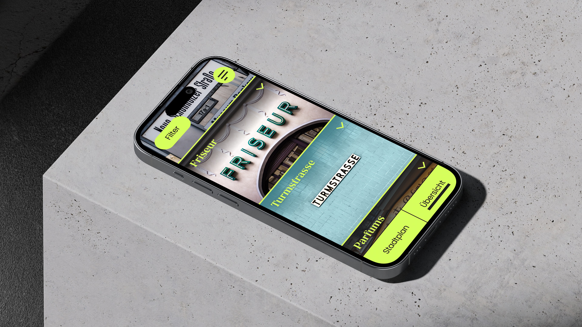 A scene photo from the TypeMate app on a smartphone, showing a pictorial list of store signage.