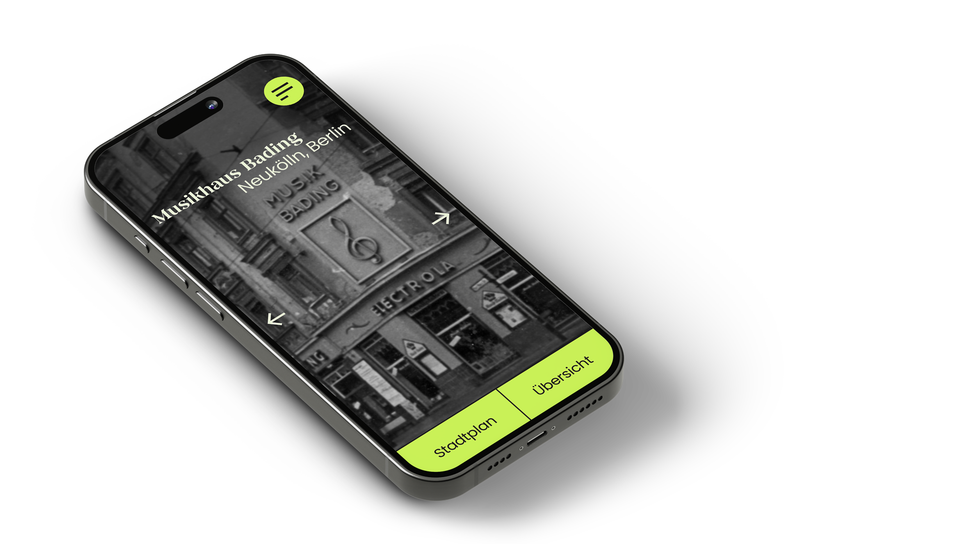 A scene from the TypeMate app on a smartphone showing the home page with an old photo of store signage.