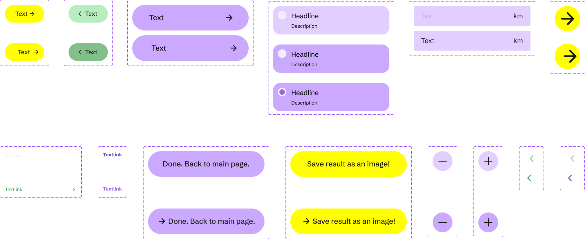 Components that were created for the design of the interface. 