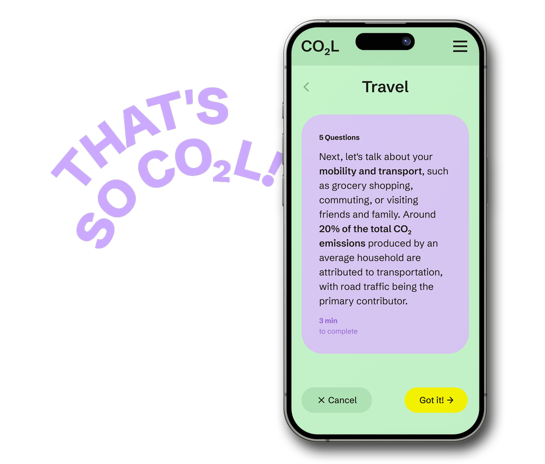A smartphone with a screen from the app with an introduction to the next category Travel. 