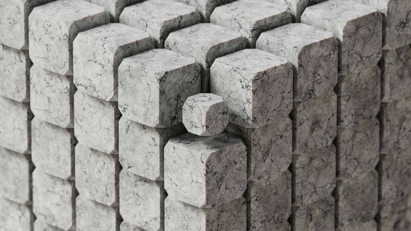 A group of blocks of cement stacked together