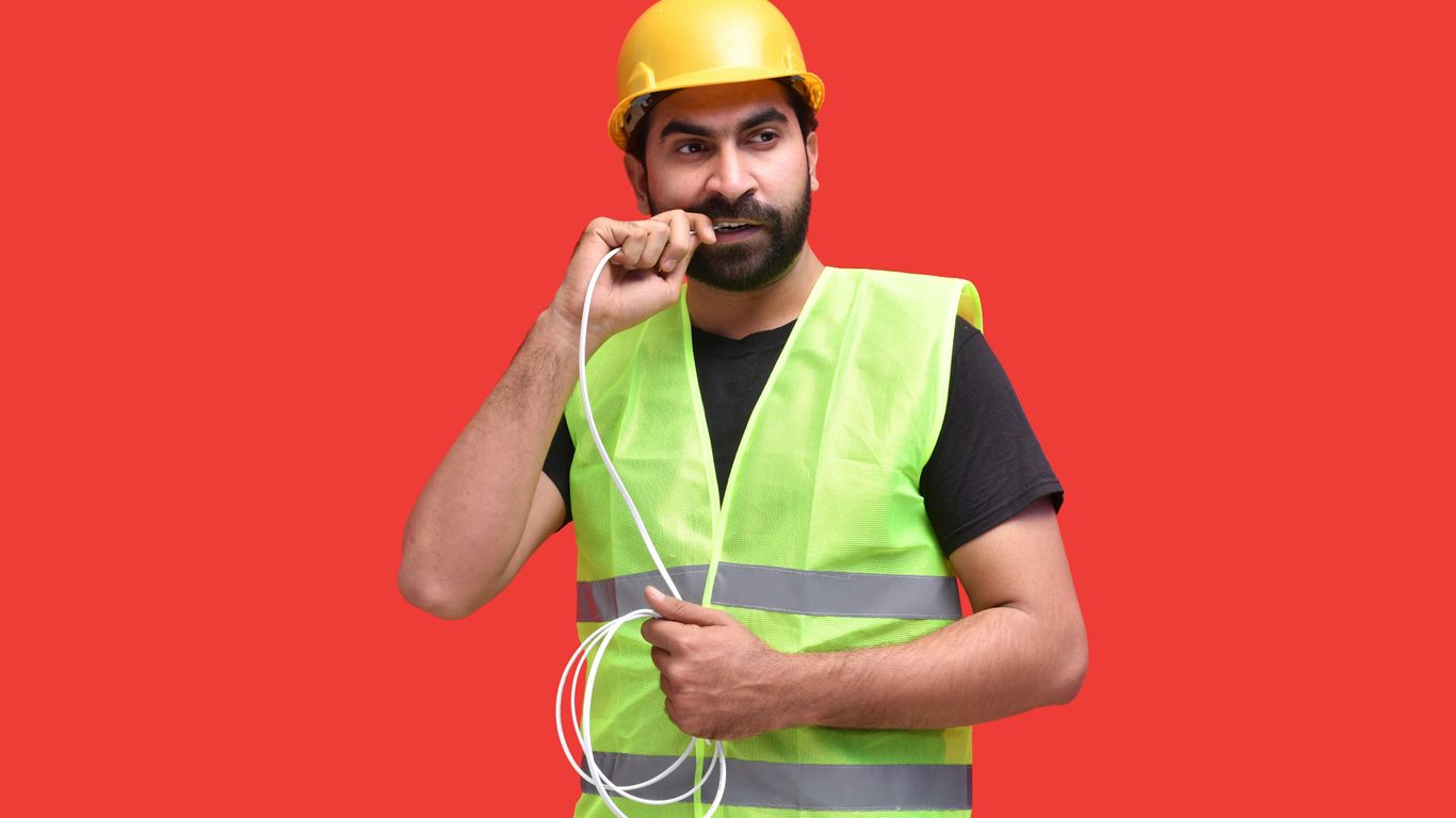 a person wearing a hard hat