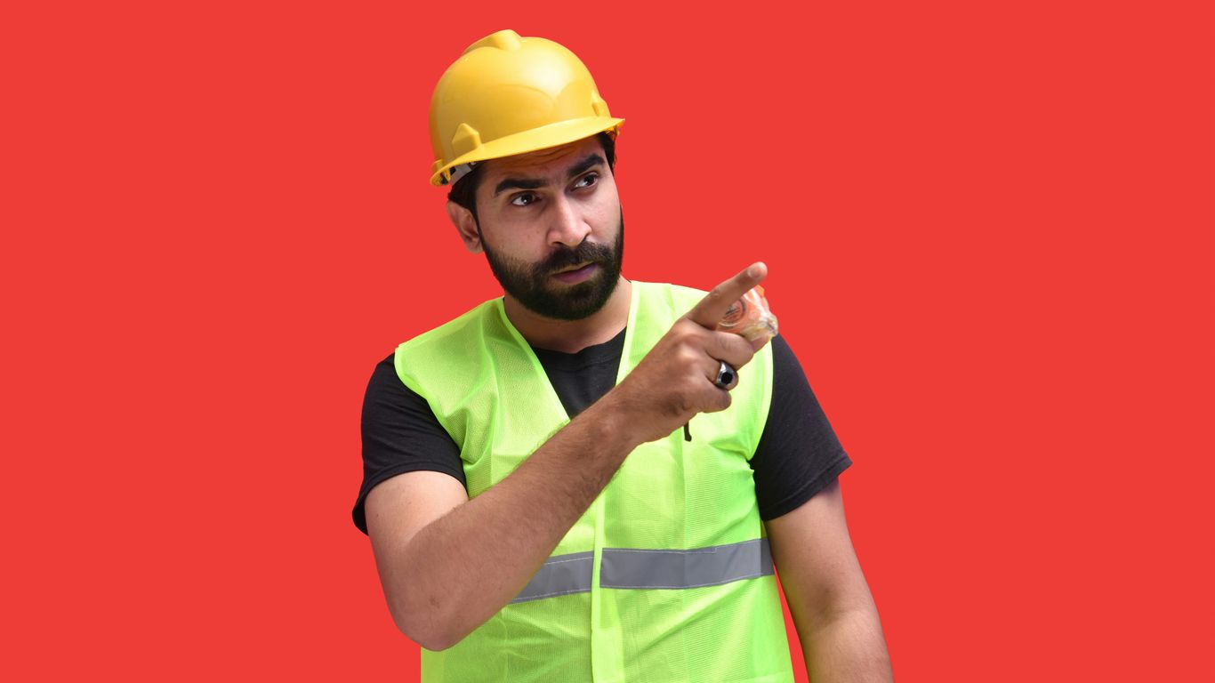 a person wearing a hard hat
