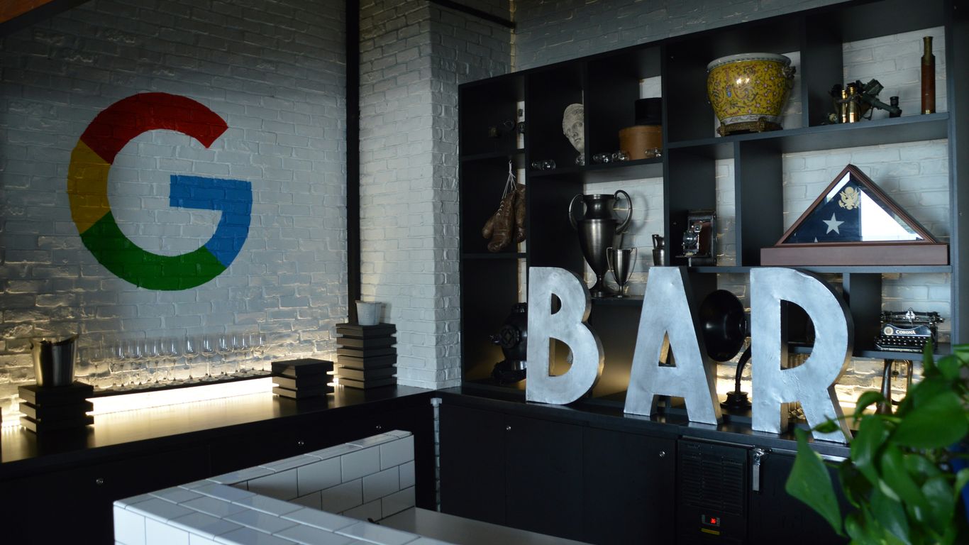 a room with a sign that says bar on the wall