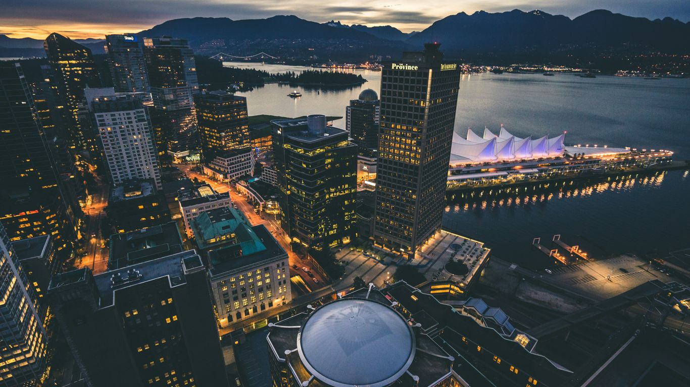 aerial view of cityscape at night