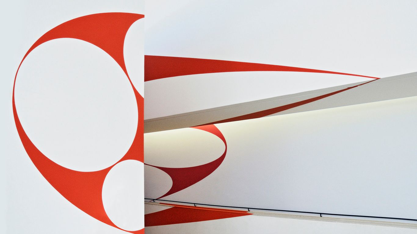 white and red abstract painting