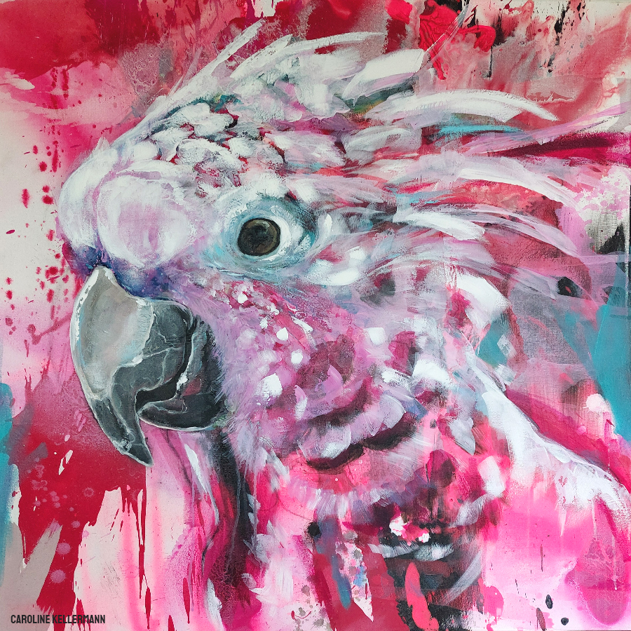 painting of a pink cockatoo