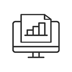 computer with page coming out of screen showing bar graph symbolizing reporting