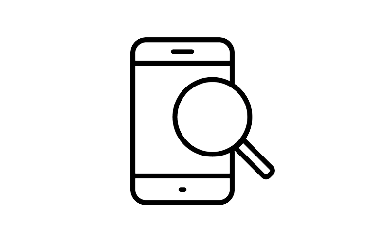 magnifying glass covering smartphone symbolizing shift search feature