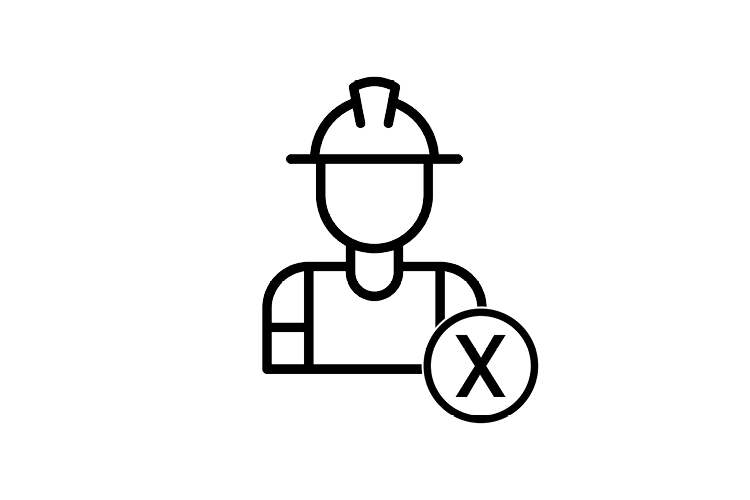worker with x symbolizing absenteeism