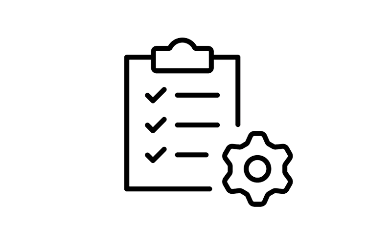 paper on clipboard with 3 check marks next to gear icon symbolizing rules based scheduling