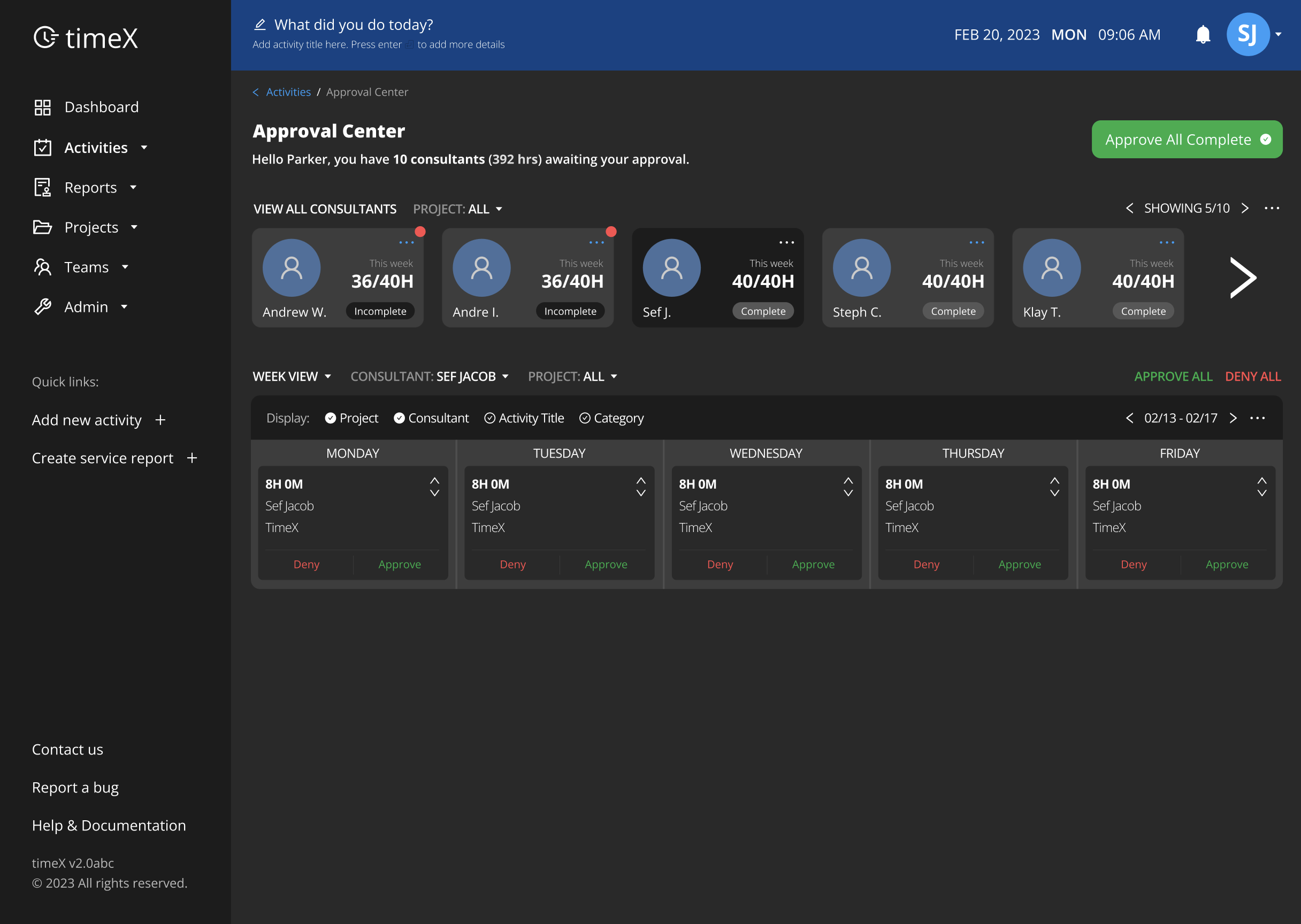 Approval Center - Dark Mode