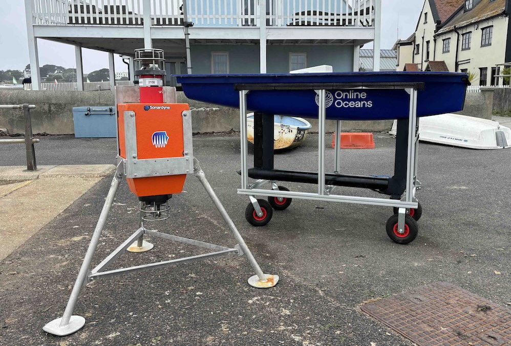 Photo of a Scout USV with Sonardyne acoustic lander
