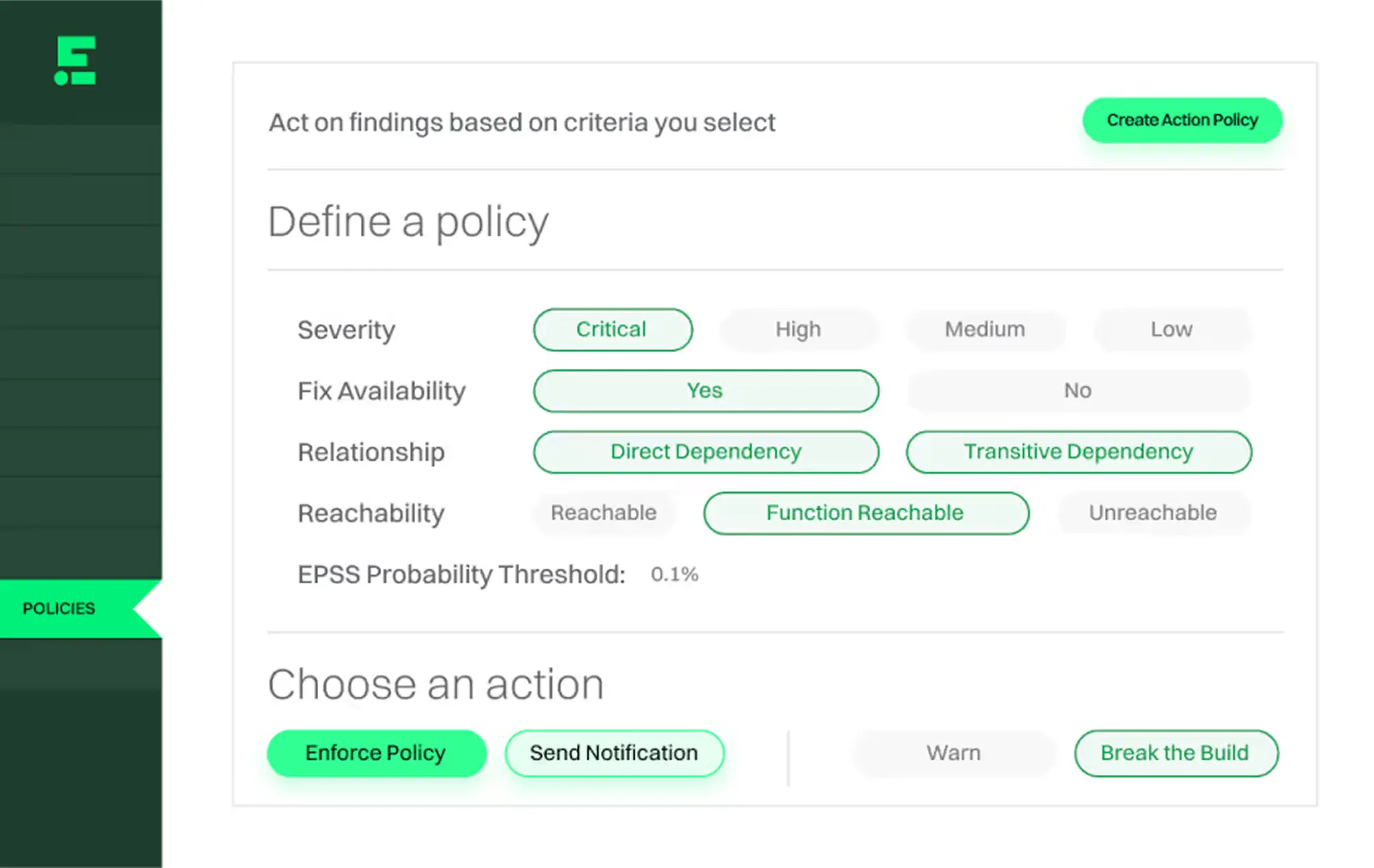 Endor Labs Policy dashboard