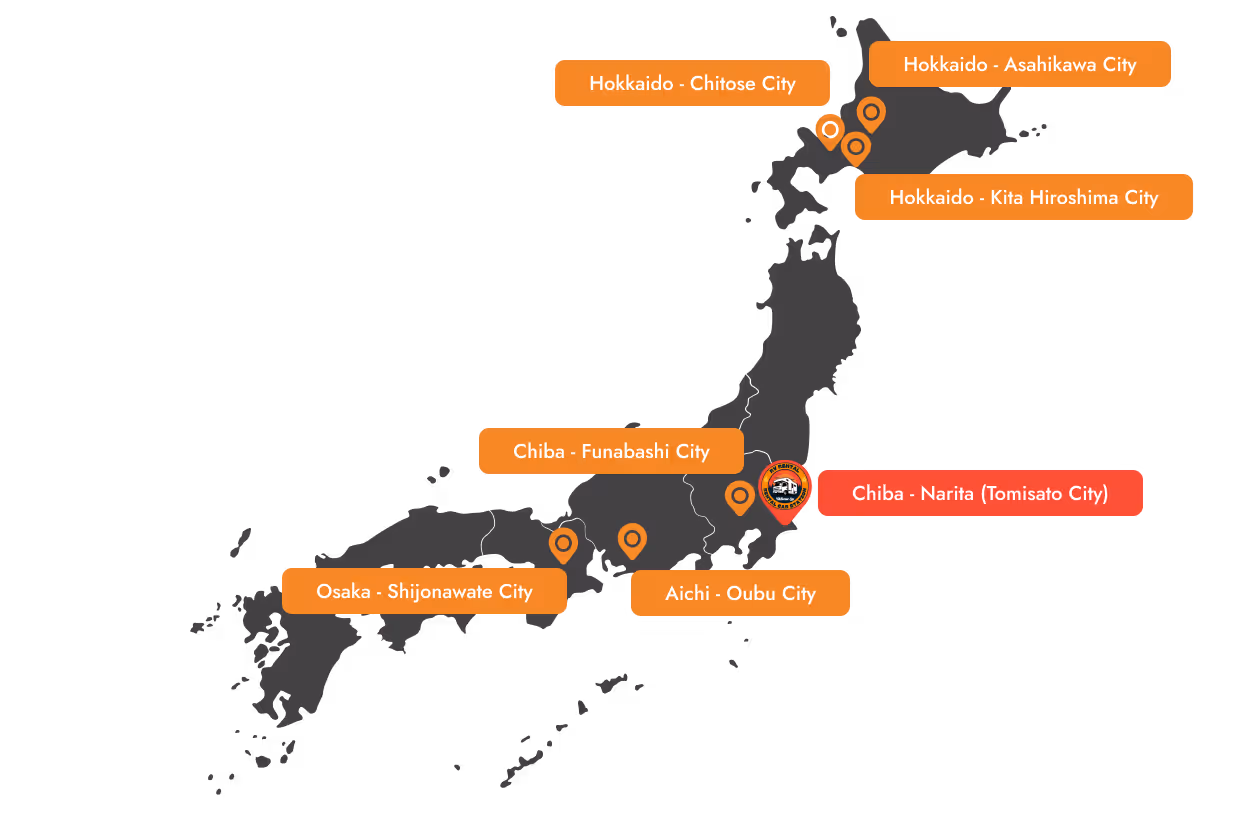 Map of Rental Car Branches in Japan