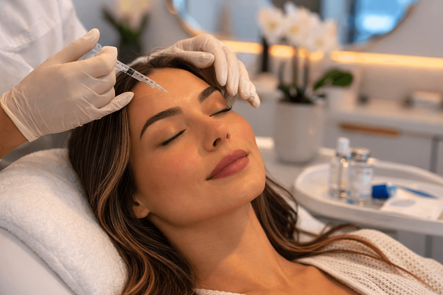 Patient receiving Botox treatment at InjectAbility Clinic in Torrance, California for natural wrinkle reduction.