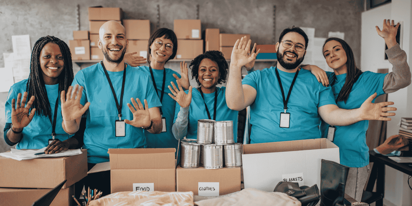 Charity workers vlunteering