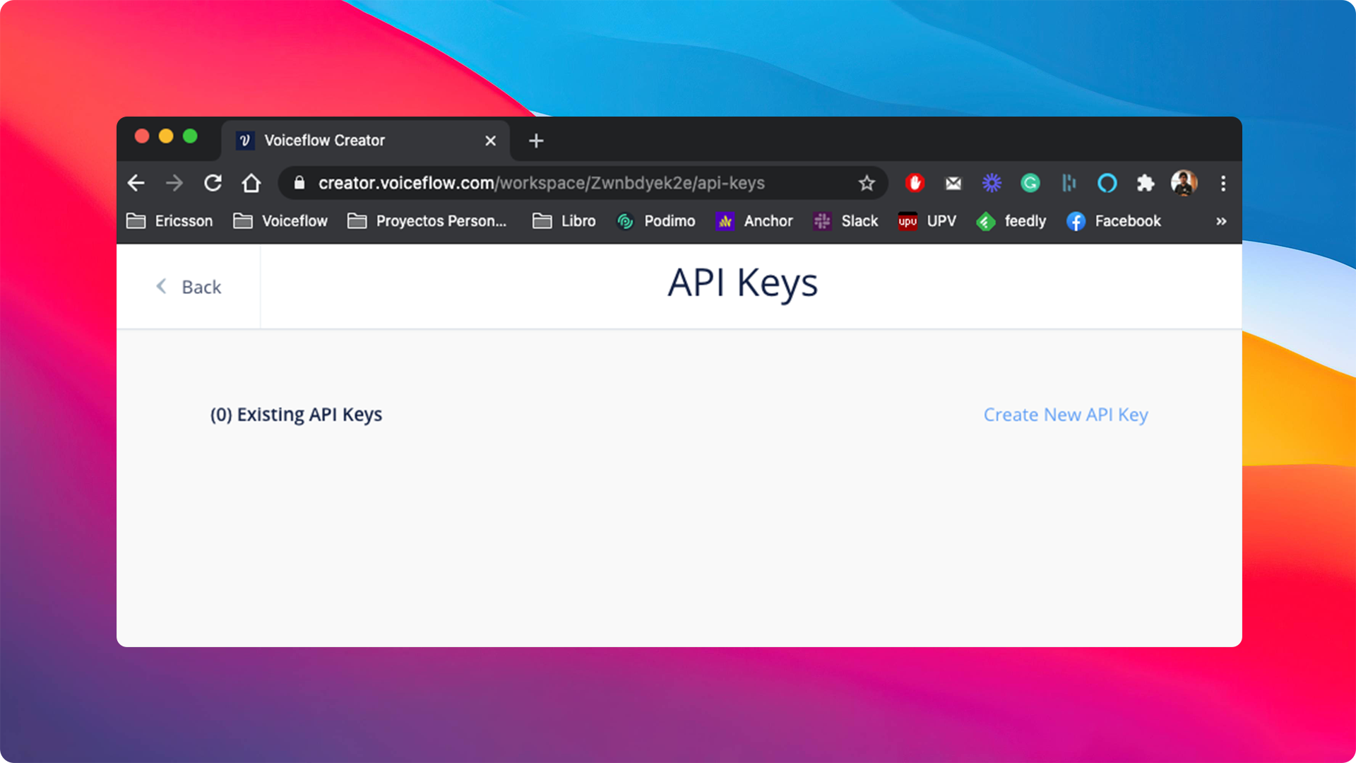 Go to project settings to create a new API key