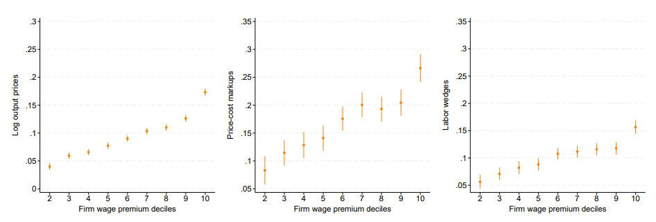 The figure summarises the core empirical patterns that standard monopsony models struggle to explain.
