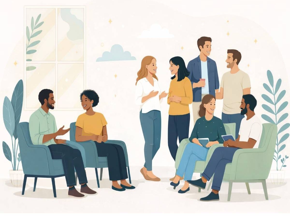 group of people join for open house style event at clear path psychiatry in fremont seattle