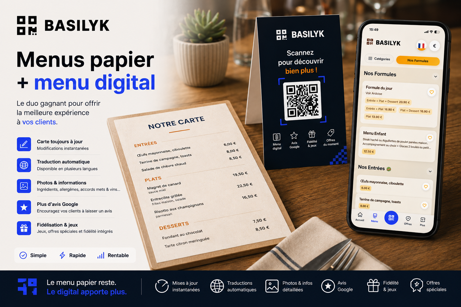 Pourquoi garder vos menus papier tout en proposant un menu digital ?