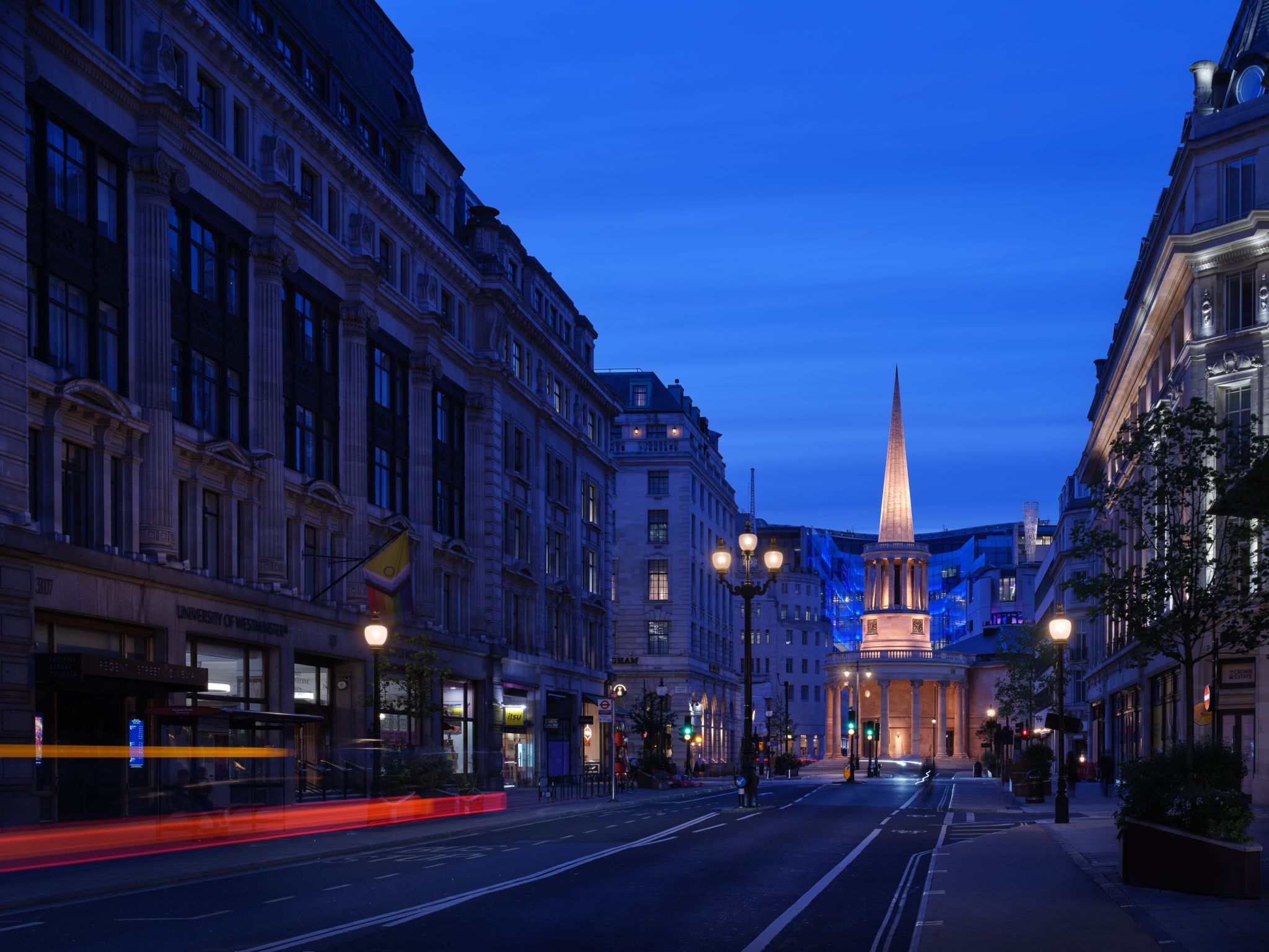 All Souls Church windows and joinery during heritage decoration, London